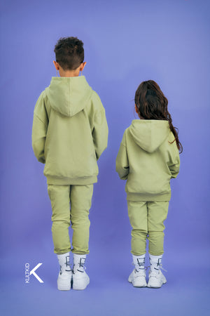 Oversized Hoodie & Tapered Skinny Joggers Set in Earth Green