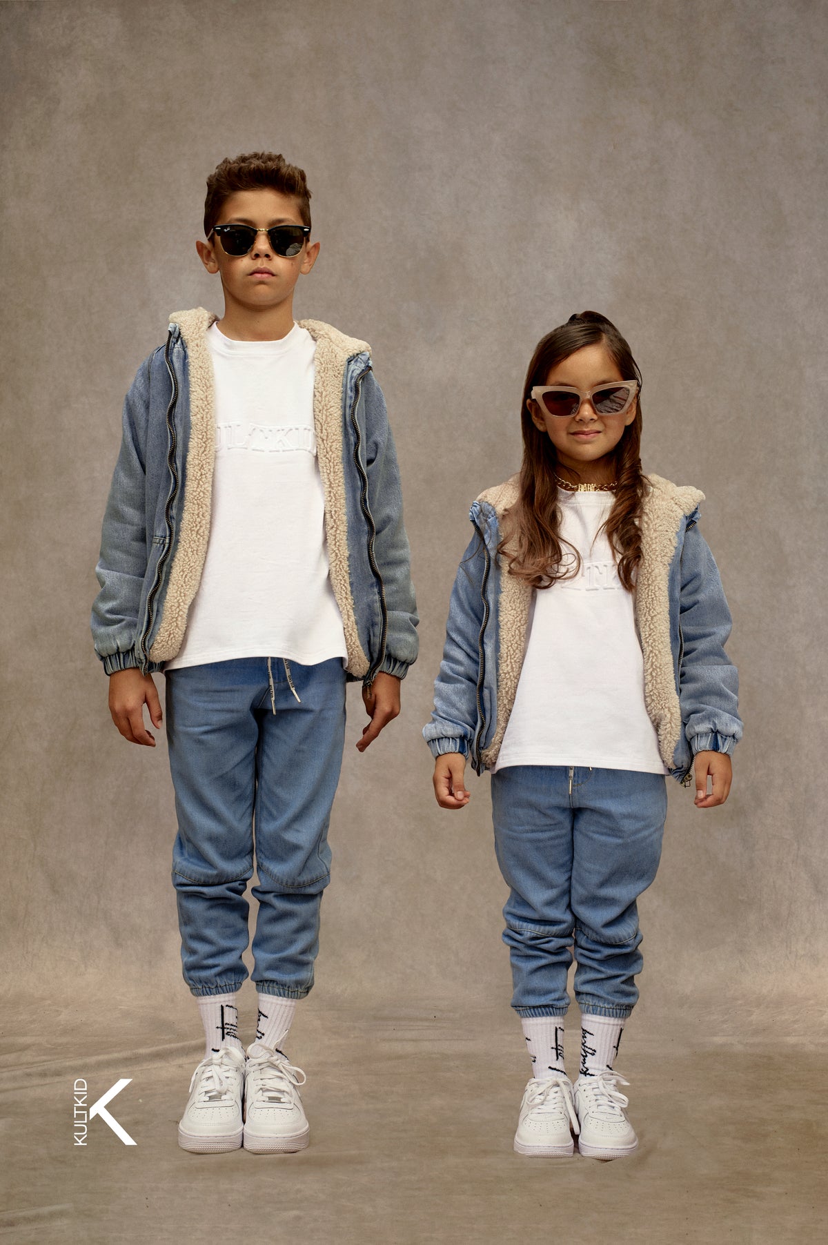 Oakleigh Denim Jacket with soft knit sleeves & collar Kids