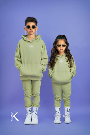Oversized Hoodie & Tapered Skinny Joggers Set in Earth Green